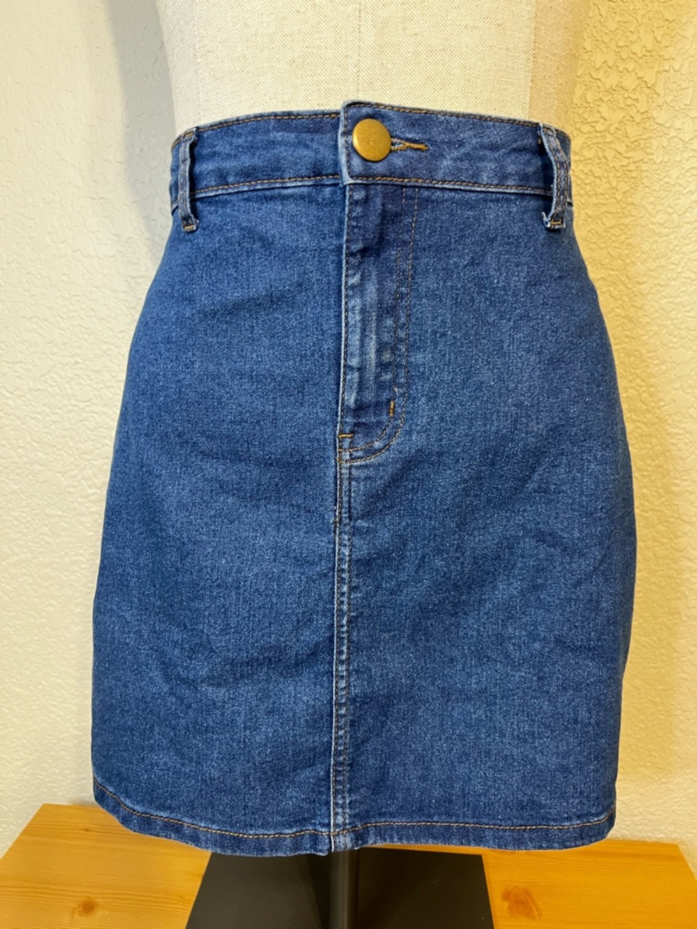 Boohoo Dark Blue Denim A-Line Skirt